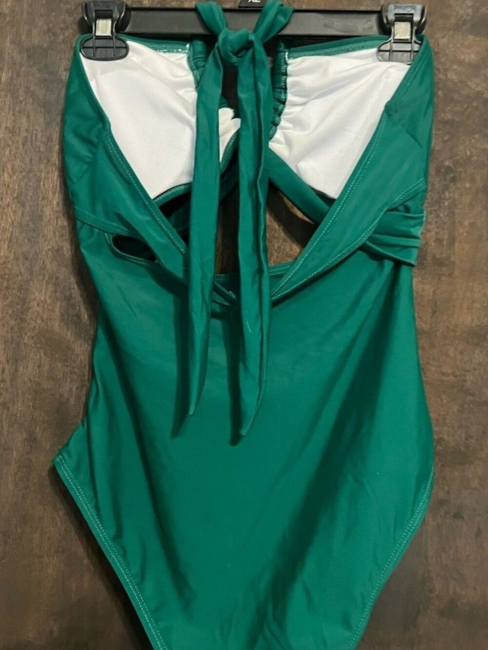 Size L Green Crisscross Cutout One-Piece Swimsuit - Picture 3 of 8